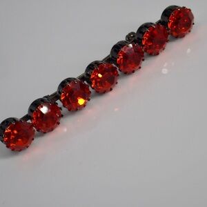 Art Deco Fire Orange Bar Brooch Pin Julianna ? Gunmetal Cupcake Prong Set 3.5"